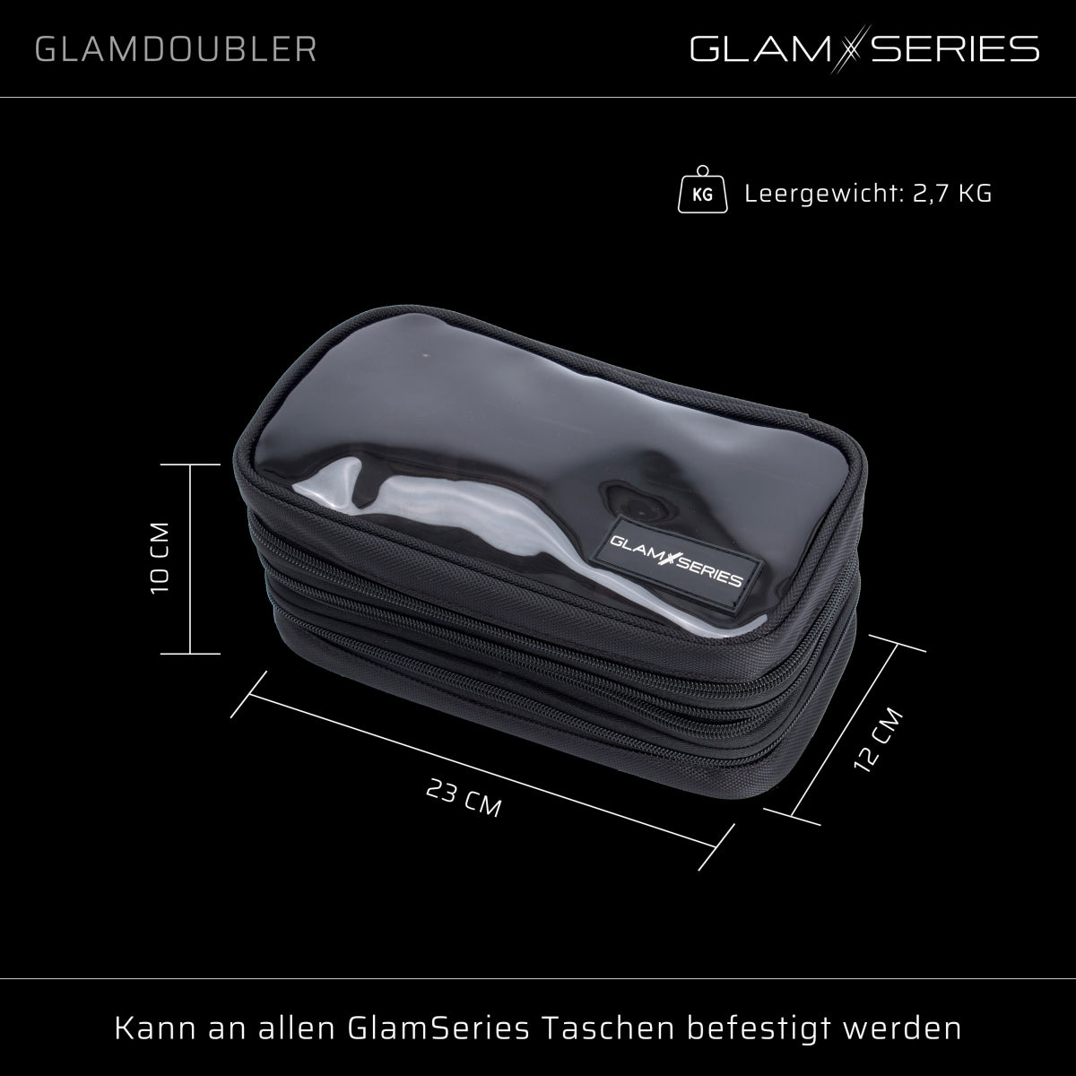 GlamSeries GlamDoubler borsa per trucco 230 x 120 x 100 mm, beauty case per trucchi con 4 scomparti trasparenti