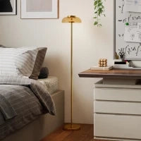 Lampada da terra LED 3000K con interruttore a pedale, ottone, 25 x 25 x 134 cm