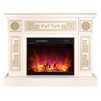 Camino Elettrico da Pavimento 87x110x30 cm Effetto Fiamma 1500W Latifa & Lorance Avorio