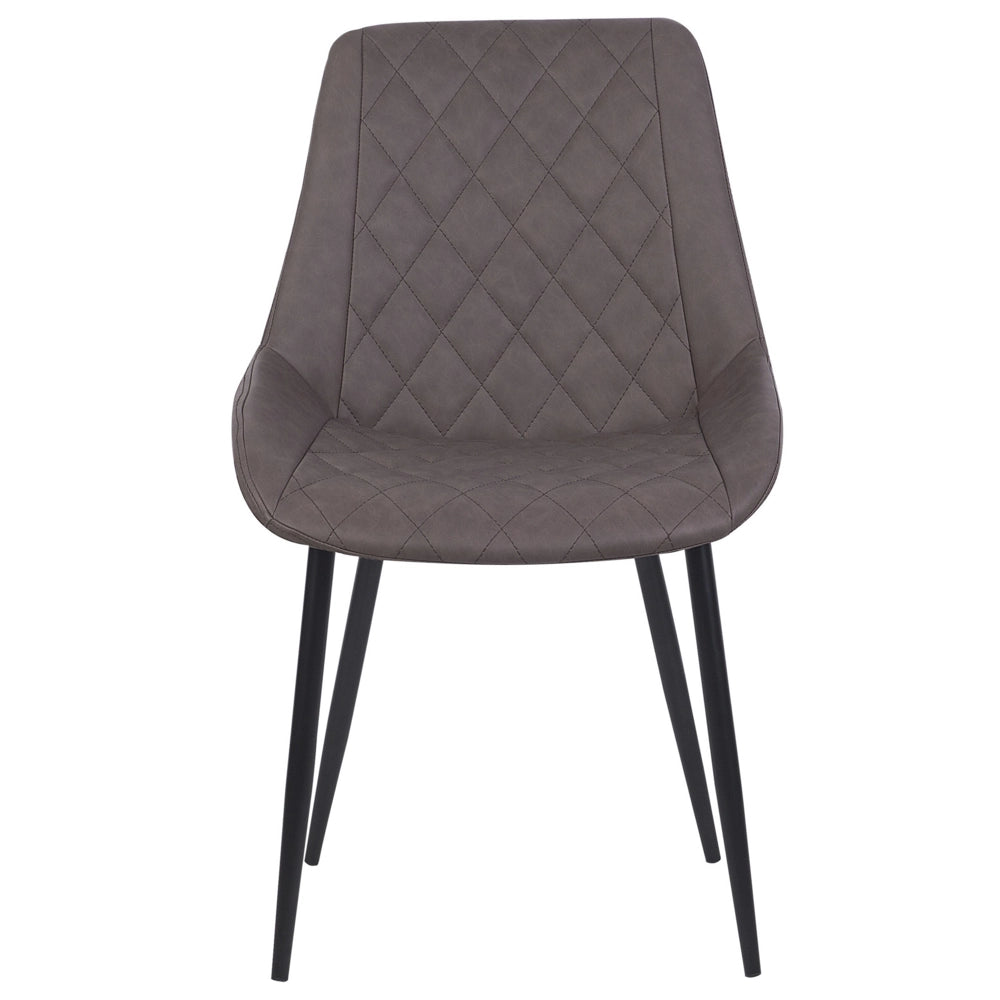 Set di 2 sedie da pranzo Cucina con rivestimento trapuntato in ecopelle marrone