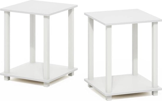 Tavolo da soggiorno, tavolino da appendere, 2 livelli, set da 2, bianco/bianco