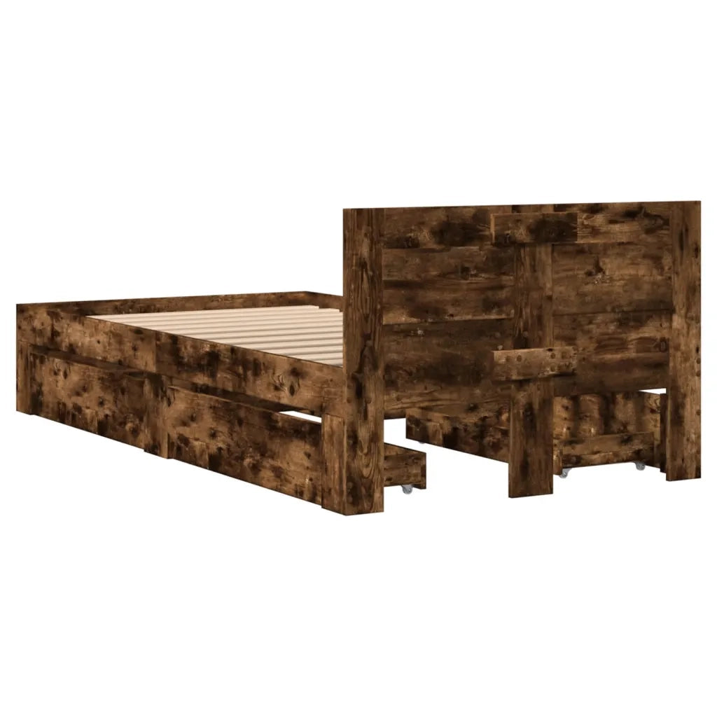 vidaXL Giroletto con Testiera Rovere Fumo 100x200 cm Legno Multistrato