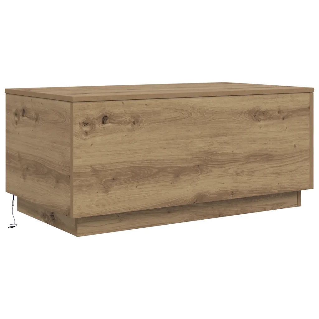 Tavolino da Salotto con Luci LED Rovere Artigianale 90x50x40 cm 857723