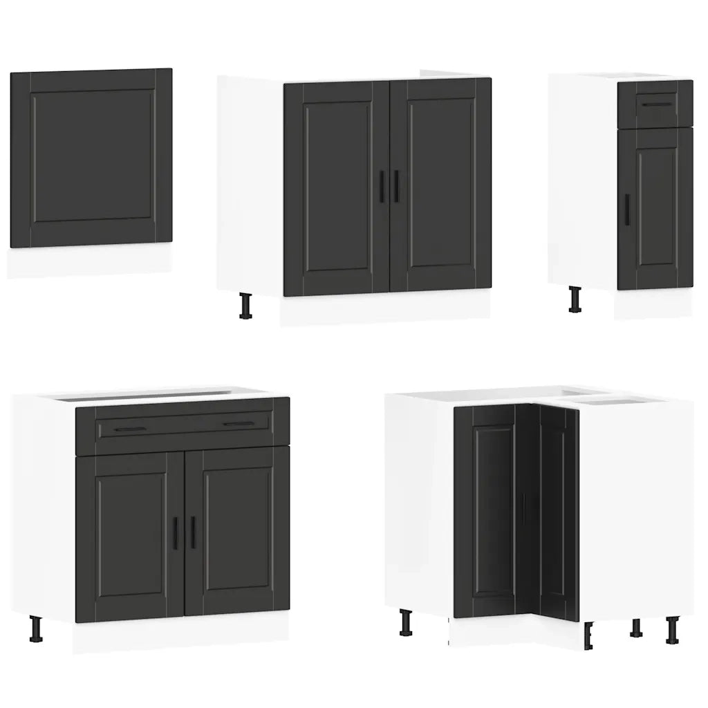 Set Mobili da Cucina 11 pz Porto Neri Legno Multistrato 3314932