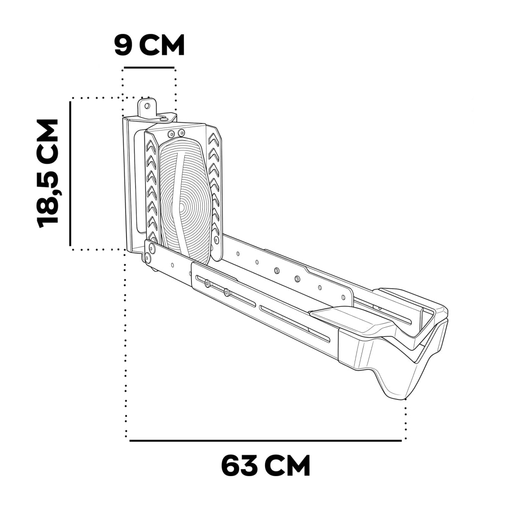 Docker - Portabici Verticale a Parete 63x18,5x9 con Rotazione Girevole da Garage in Acciaio Nero