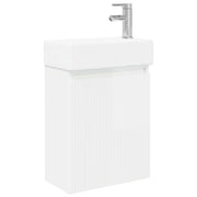 Mobile Bagno | Armadio da bagno con rubinetto Bianco Lucido 45,5 x 22,5 x 84 cm