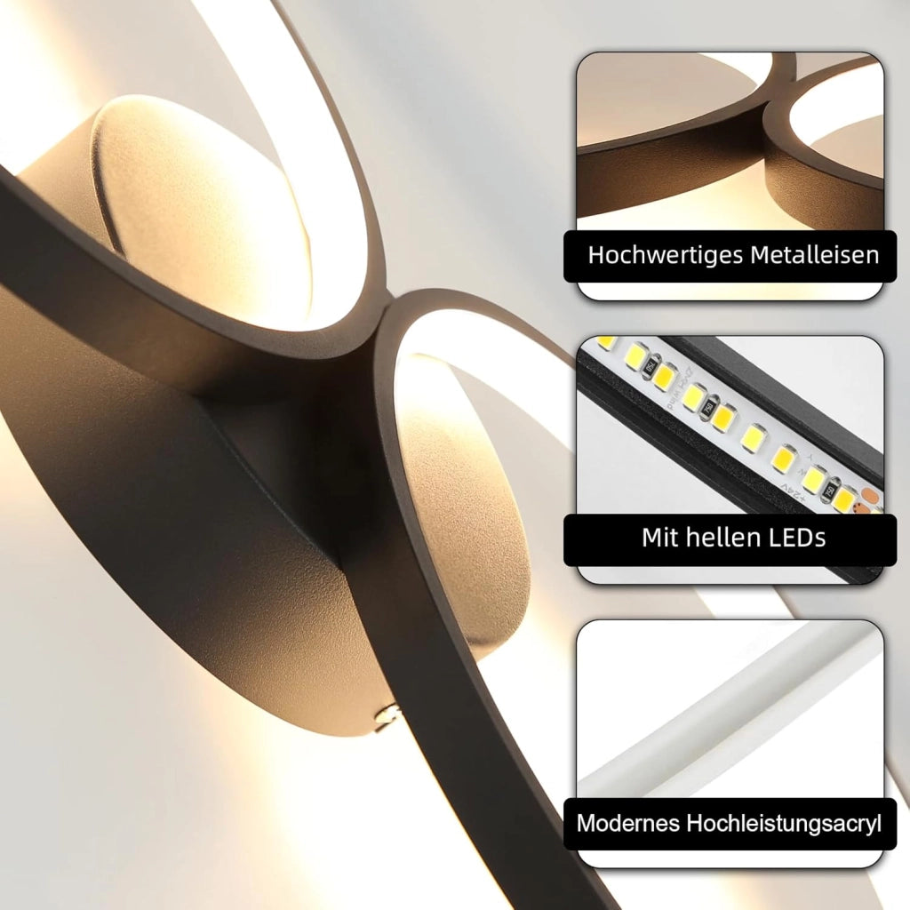 ZMH Lampada da soffitto plafoniera LED moderna telecomando design elegante 4 fiamme