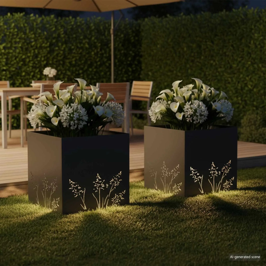 Vaso da giardino 2 pz Nero 50 x 50 x 49 cm 8005793