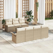 Set Divano da Giardino con cuscino 8 pcs Beige polyrattan