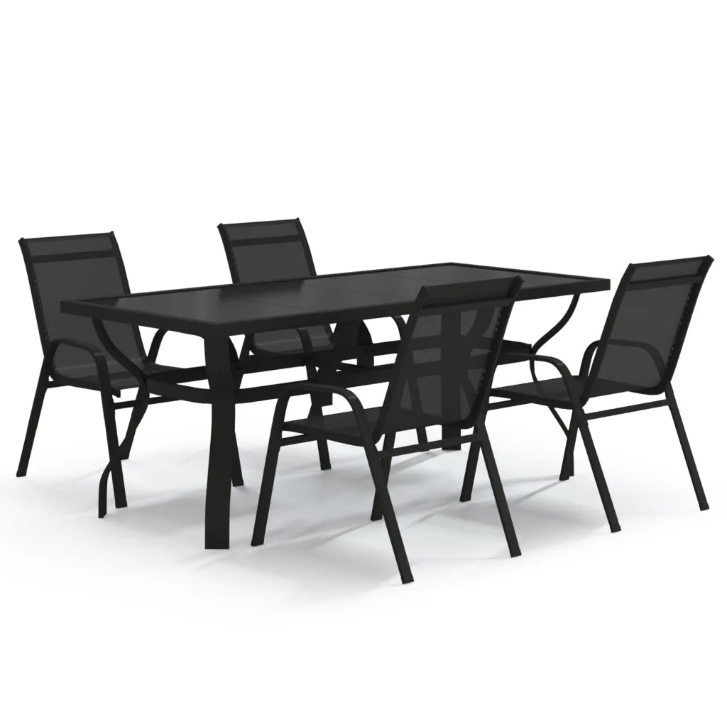 Set da Pranzo da Giardino 5 pz Nero 3095980