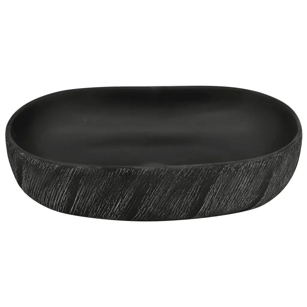 Lavabo da Appoggio Nero Ovale 59x40x14 cm Ceramica 155102