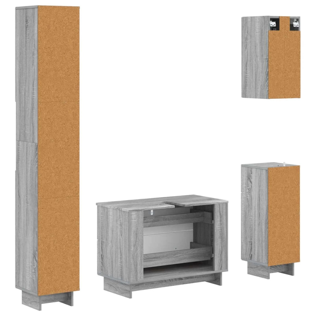 Set di Mobili da Bagno da 4 Pezzi EDE Sonoma grigio 3417906