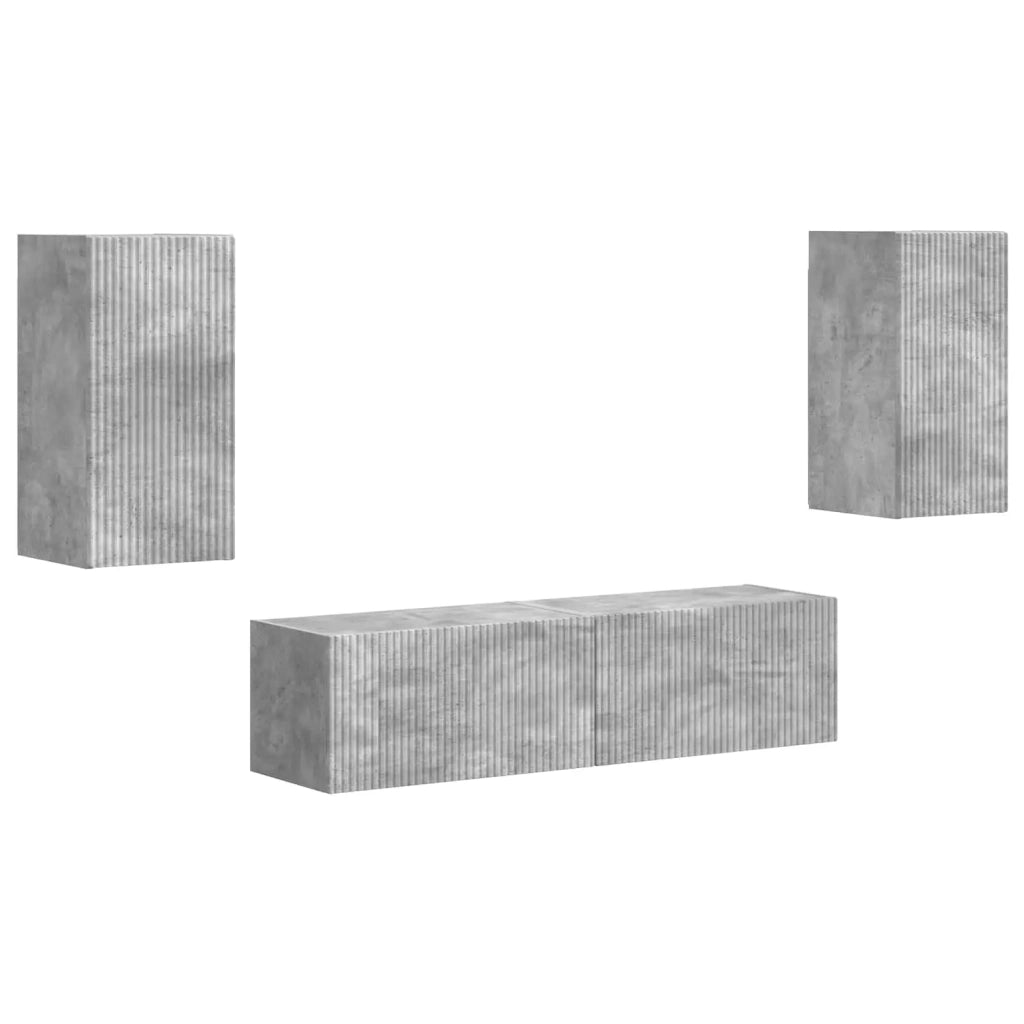 Set mobile TV 4 pcs Grigio cemento Legno multistrato 3409153