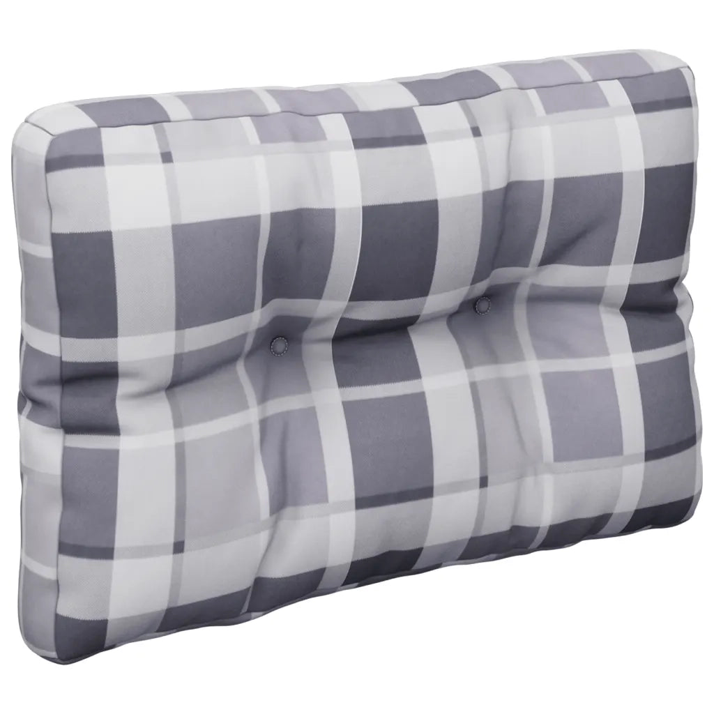 Cuscini per Pallet 2 pz Grigi a Quadri in Tessuto 360681