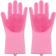 Manici di silicone per lavaggio animali, speciali per gatti e cani, resistenti e abrasivi, ideali per cucina e casa, morbidi silicone, non irritano la pelle (rosa) - Platycodon rosa