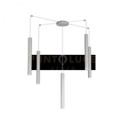 ROUND TUBE SOSPENSIONE 5 LUCI GRIGIO CAVO CM.250 CON BASE 1174-S5-GR