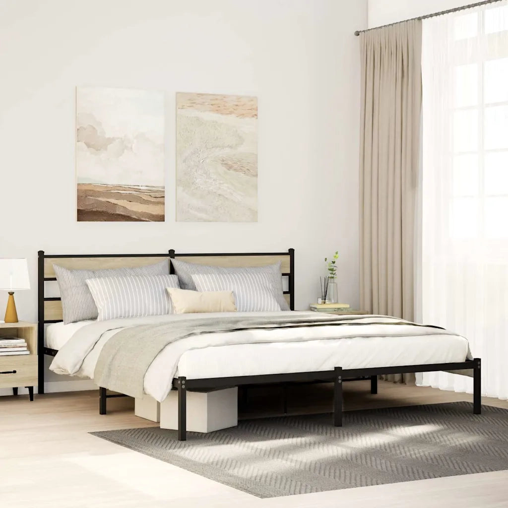 Letto matrimoniale | Letto per adulti | Giroletto senza Materaso in Metallo Rovere Sonoma 183x213 cm
