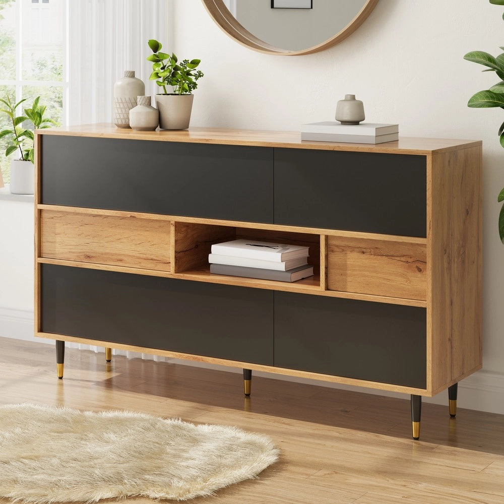Consolle multiuso con cassetti ¨C Minimal ¨C nero legno truciolato salvaspazio