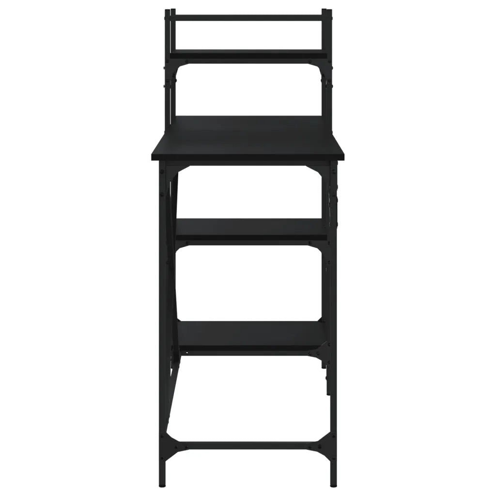 Scrivania | Tavolo da Ufficio per Computer con Scaffali Nera 120x47x109 cm