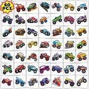 Tatuaggi temporanei da 60 pezzi - Monster truck/Racing car - Simulatore di tatuaggi - Sticker tatuaggi falsi - Carta di alta qualità - 5 x 5 cm - Tatuaggi per auto