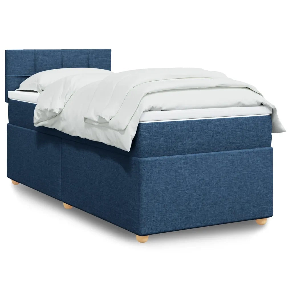 vidaXL Giroletto a Molle con Materasso Blu 90x200 cm inTessuto