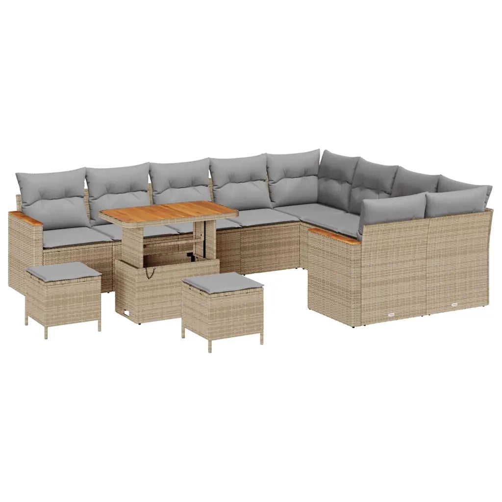 Set Divano da Giardino 12 pcs Beige Rattan in Polipropilene