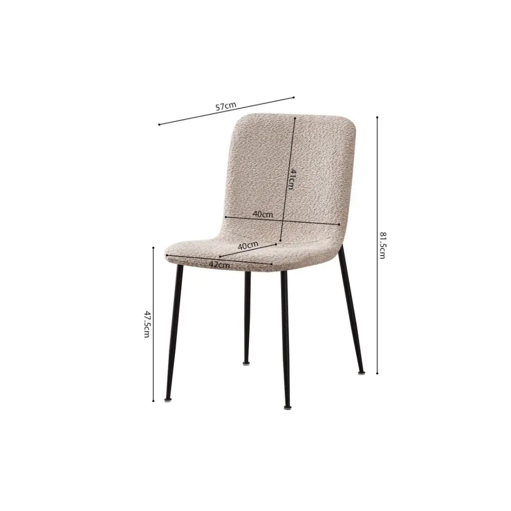 Sedia ALICE – Tessuto bouclé beige e gambe in metallo nero – Comfort e design moderno