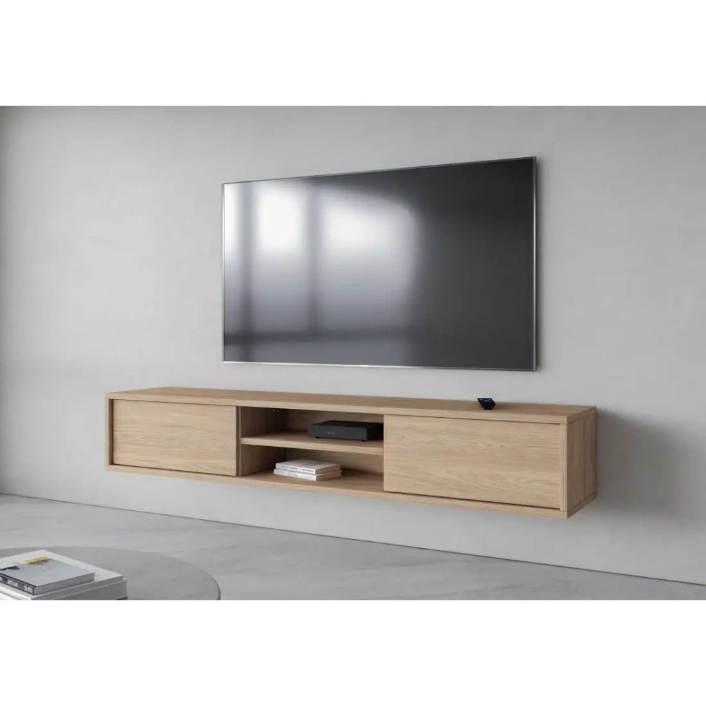 Mobile TV 180cm, 2 porte e 2 vani collezione MAANUM. Colore rovere chiaro.