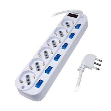 Multipresa 6 posti 10-16a-schuko con interruttori indipendenti bianco