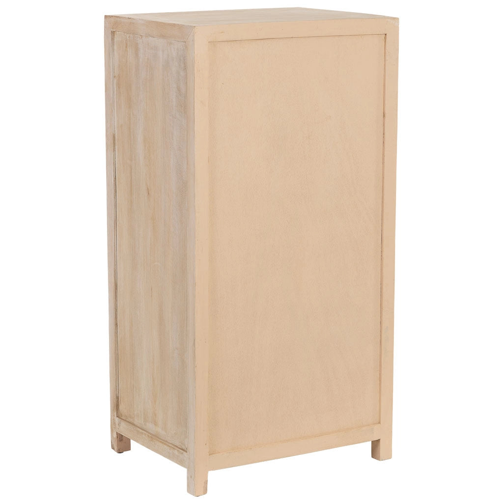 Settimanile in legno beige con 5 cassetti 60x45x116h cm