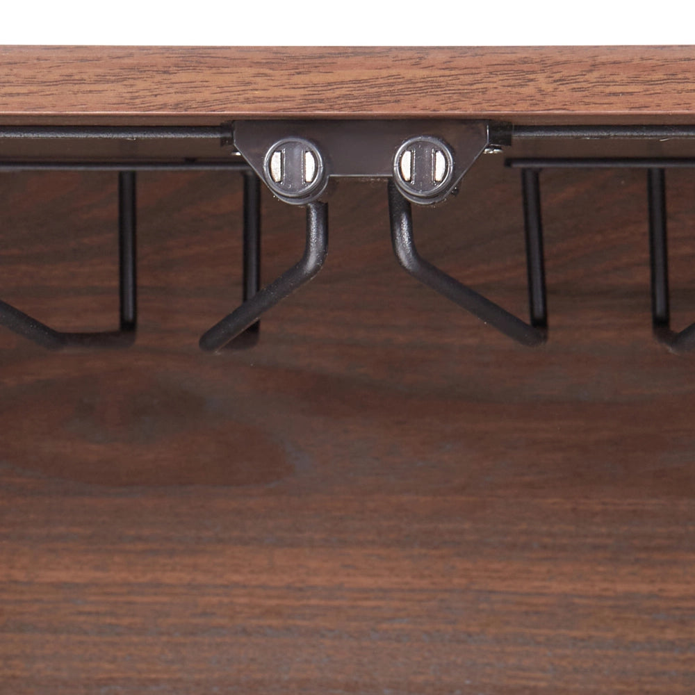 Credenza espositiva con 2 ante frontali in vetro con ripiani e portabottiglie legno scuro stile tradizionale elegante