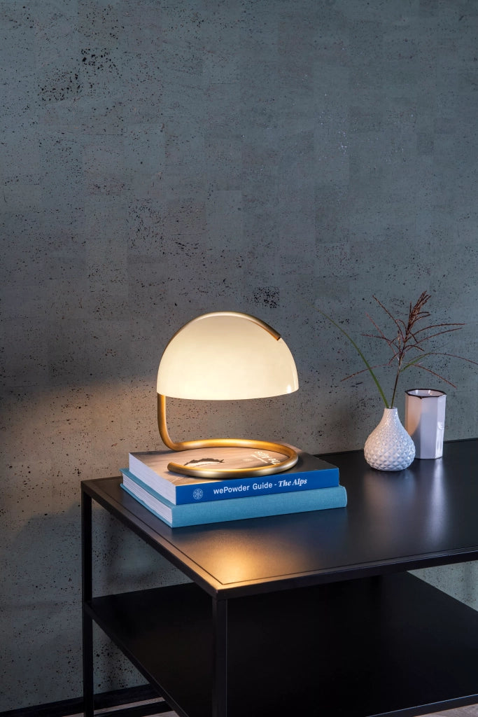 Lampada da tavolo rotonda bianca oro E27 Lucide Cato
