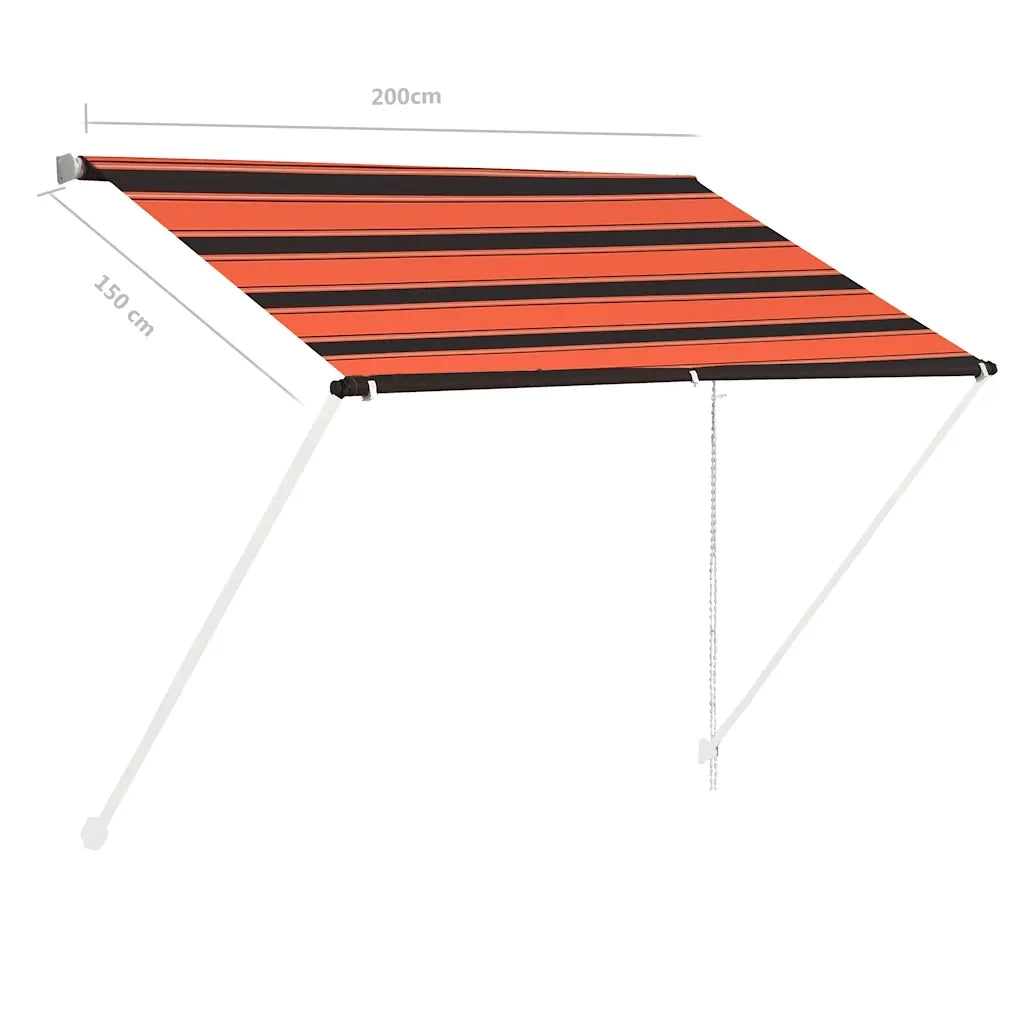 Tenda da Sole Retrattile-Tenda parasole per Patio 200x150 cm Arancione e Marrone