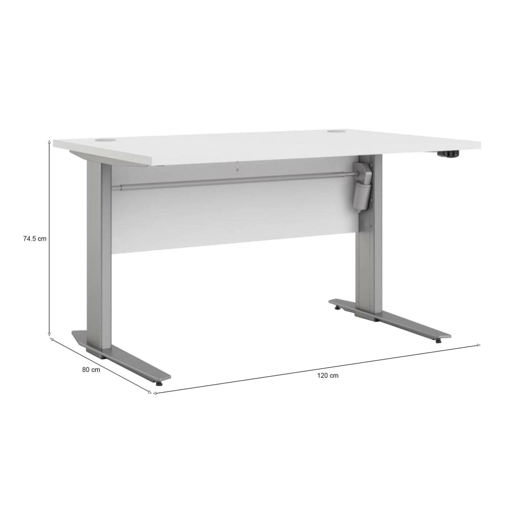 Scrivania Amigos, Scrittoio multiuso, Tavolo per ufficio porta PC, Piano di lavoro, 120x80 h75 cm, Bianco e Grigio