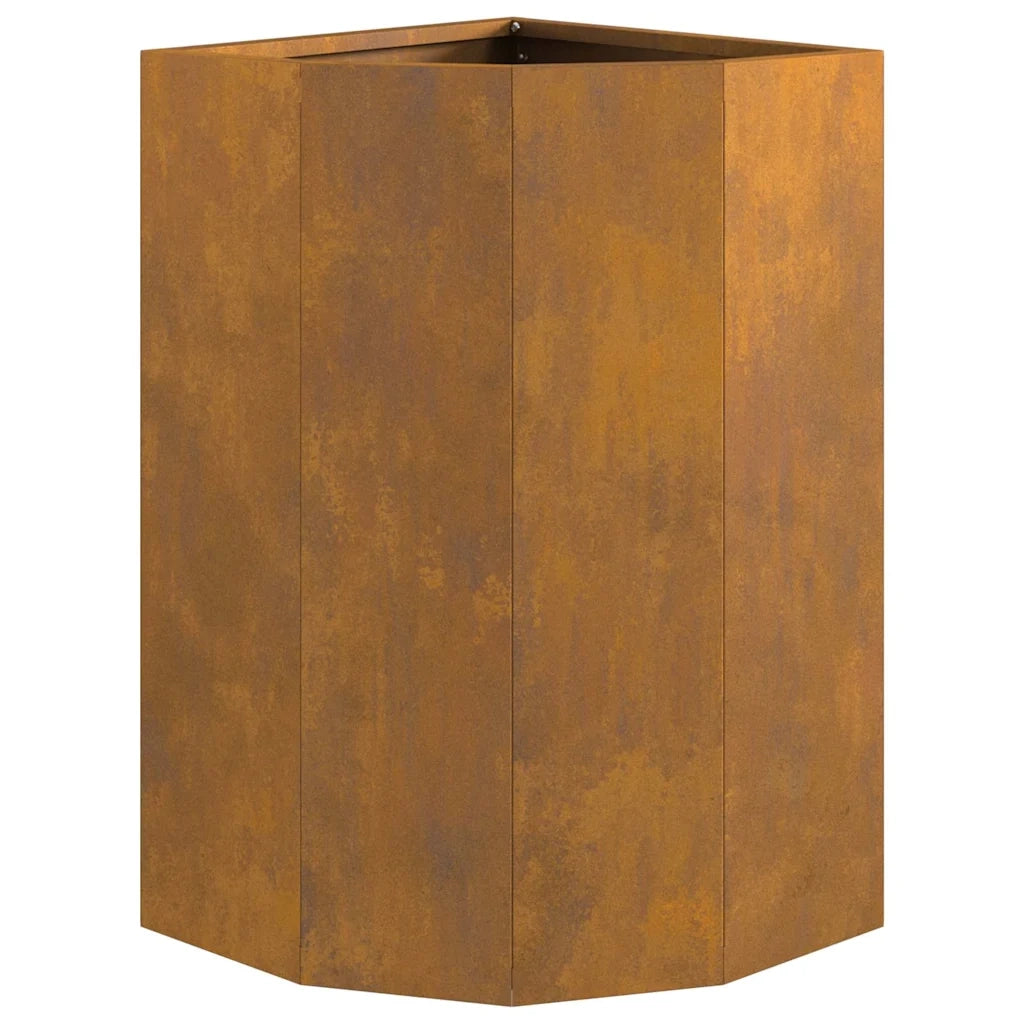Vaso d'angolo-Fioriera-Contenitore per Piante Ruggine 30 x 30 x 50 cm acciaio corten