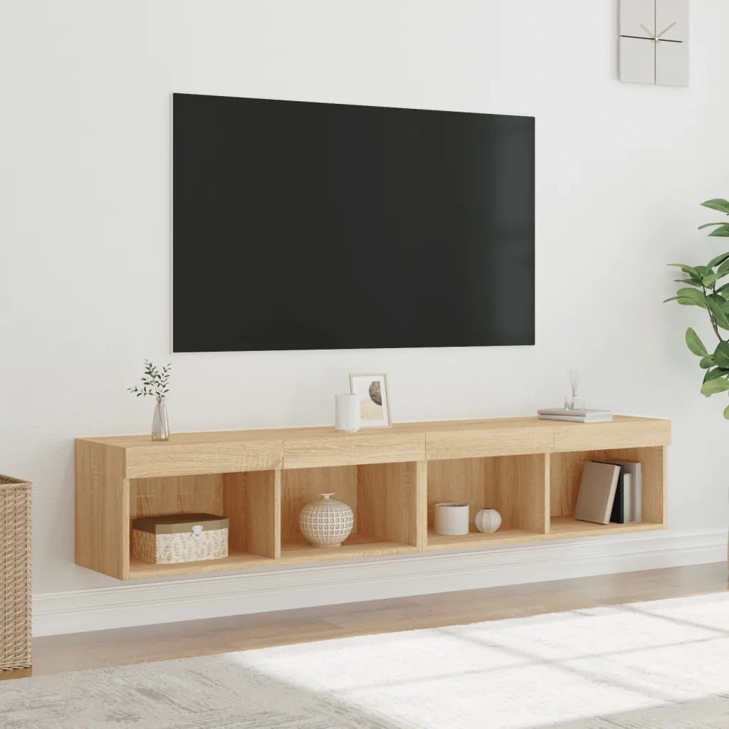 Mobili TV con Luci LED 2pz-Set di 2 Credenza per TV Rovere Sonoma 80x30x30 cm