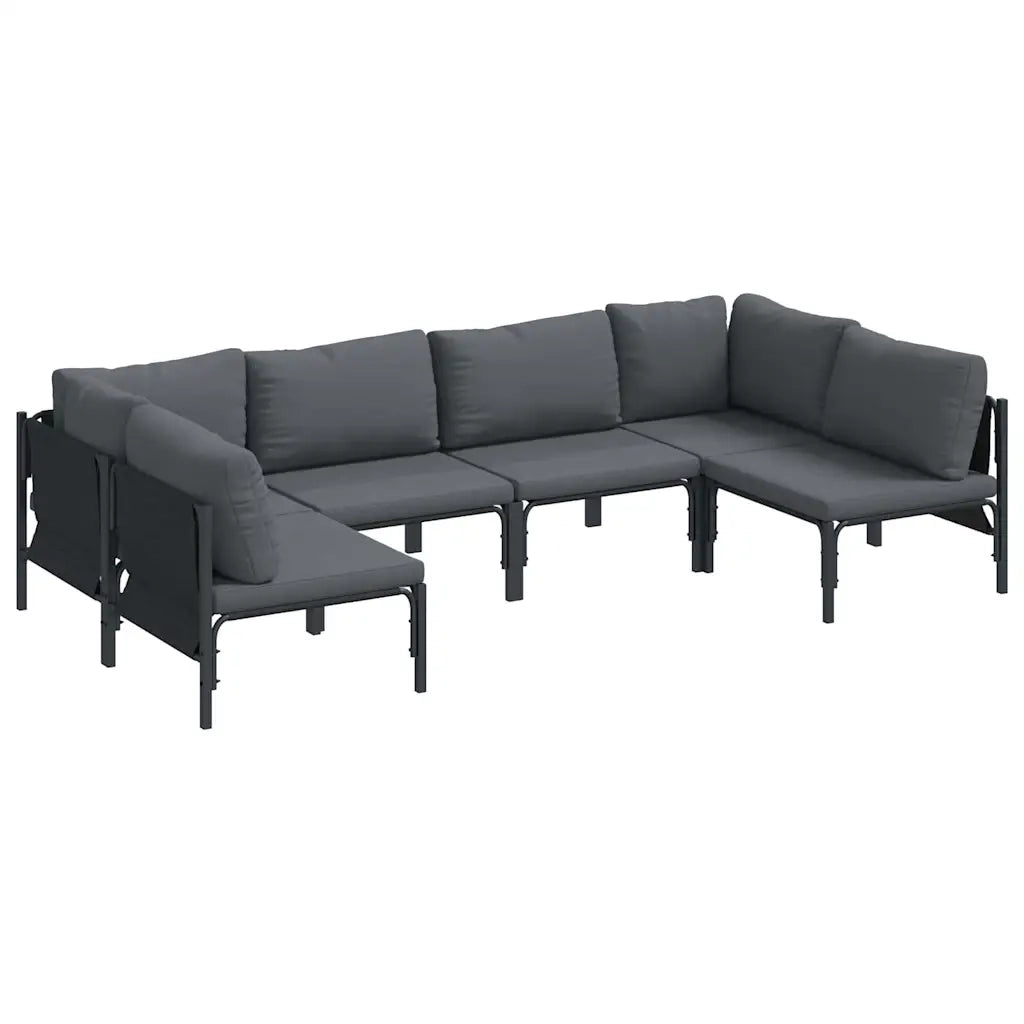 Set Divano da Giardino con cuscino 6 pcs Nero Acciaio 3378978