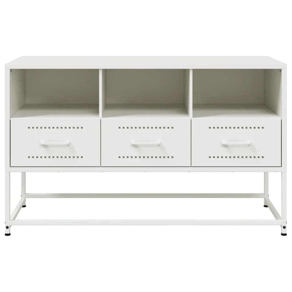 Mobile TV multimediale mensola TV credenza TV per sala da pranzo soggiorno camera da letto 100,5 x 39 x 60,5 cm acciaio bianco 02_0025548