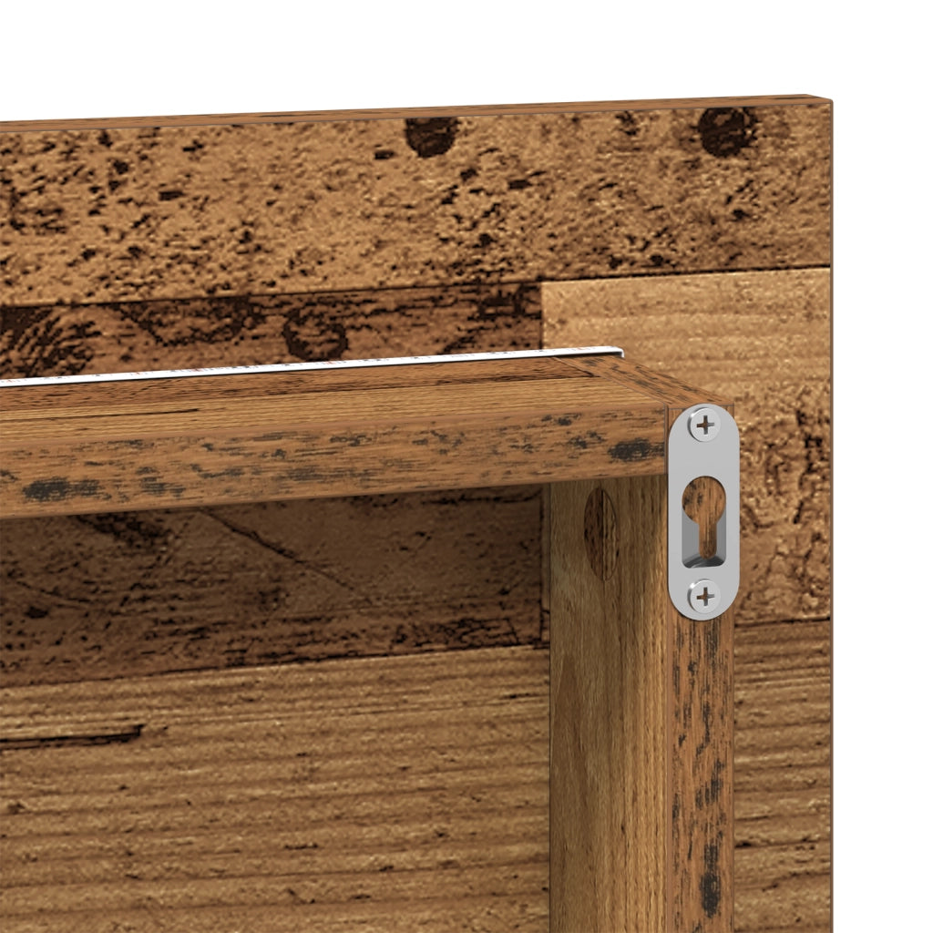 Mobiletto da Bagno  con Luci a LED in Legno Vecchio 80x37 cm