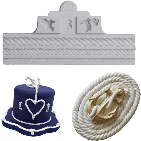 Modulo di silicone per decorare torte di fondant, cupcake, zucchero, biscotti, dolci e cartoline di argilla con fili e nodi