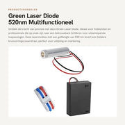 Modulo Laser a Diodo Verde - 520nm - Multifunzionale - Verde - Modulo Laser con Driver - Ideale per Progetti - Inclusi Accessori