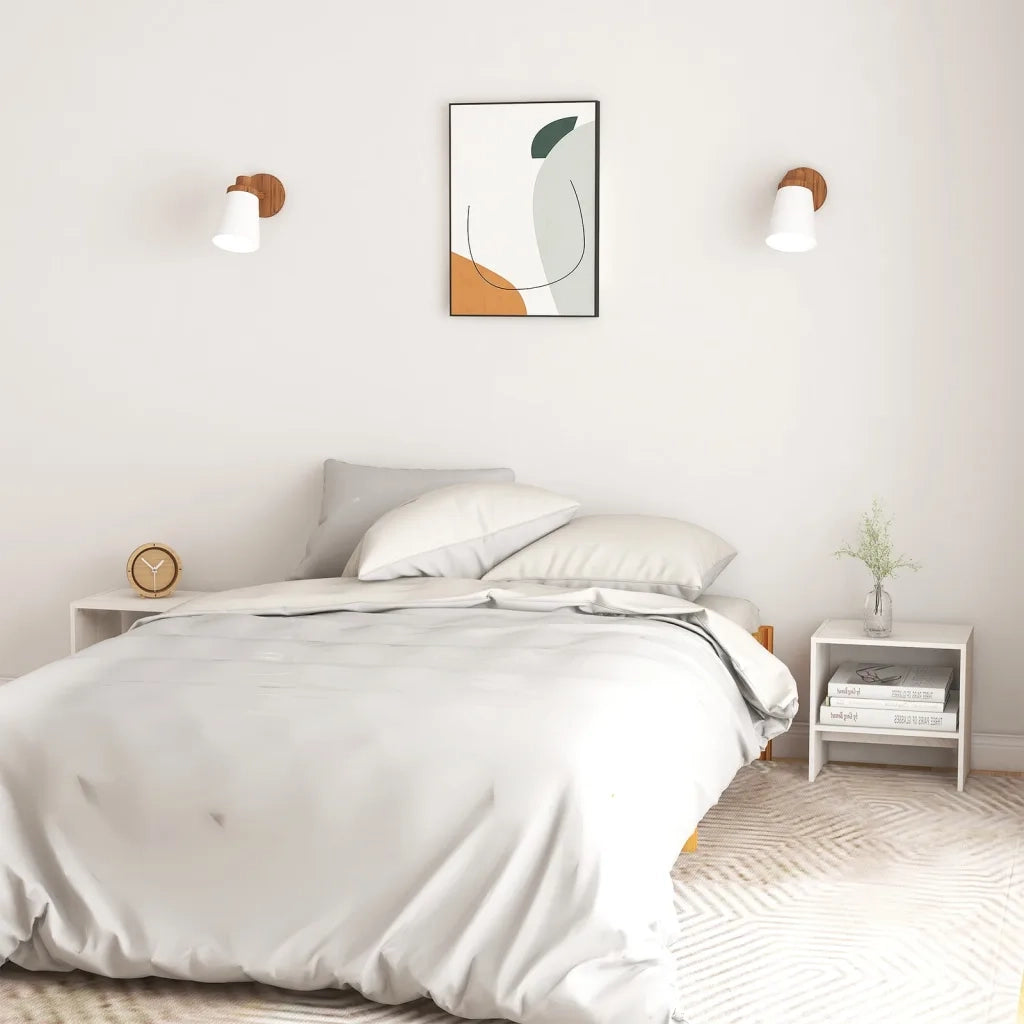Comodini 2 pz-Set di 2 Tavolino da notte Bianchi 40x30,5x40 cm in Legno Massello di Pino 576965