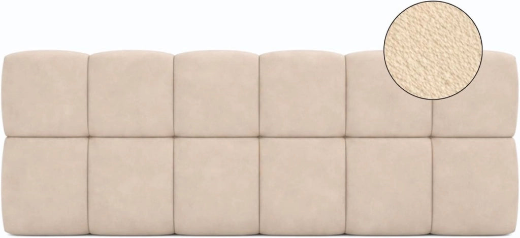 NUAGE velluto beige 160 cm testata sospesa trapuntata
