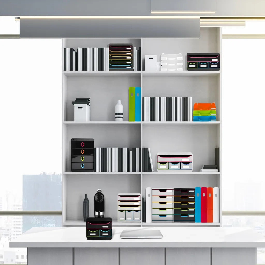 Exacompta Set da Scrivania con 3 Cassetti Small-Box Black Office Nero 444594