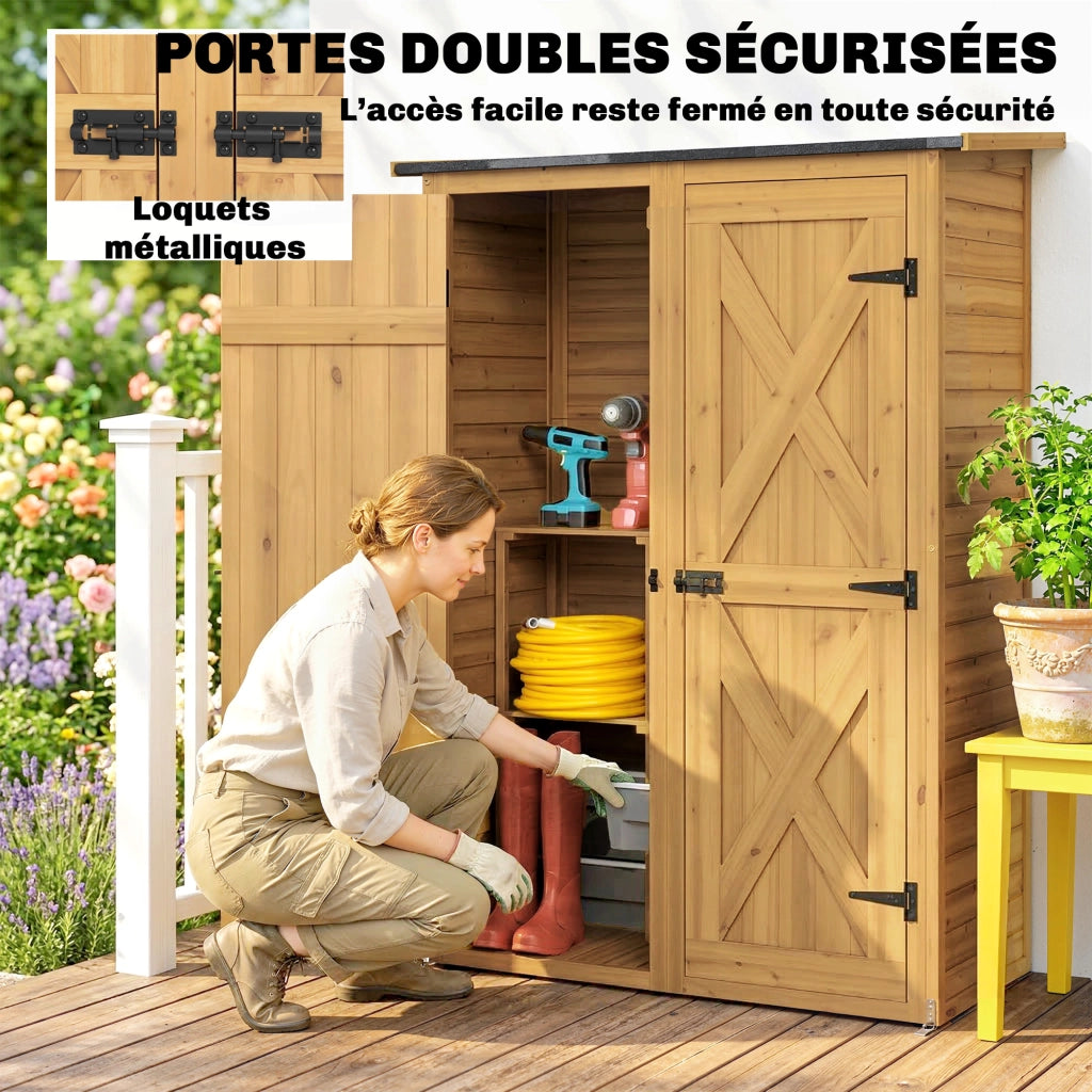 Cabana da Giardino in Legno con 2 Ripiani ¨C Zephmum ¨C Marrone