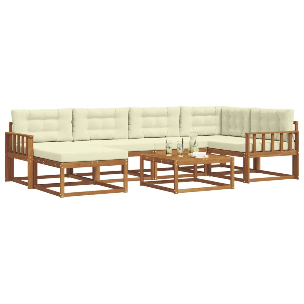 Set di divani da esterno con cuscino 7 pcs Naturale e Crema 3367853