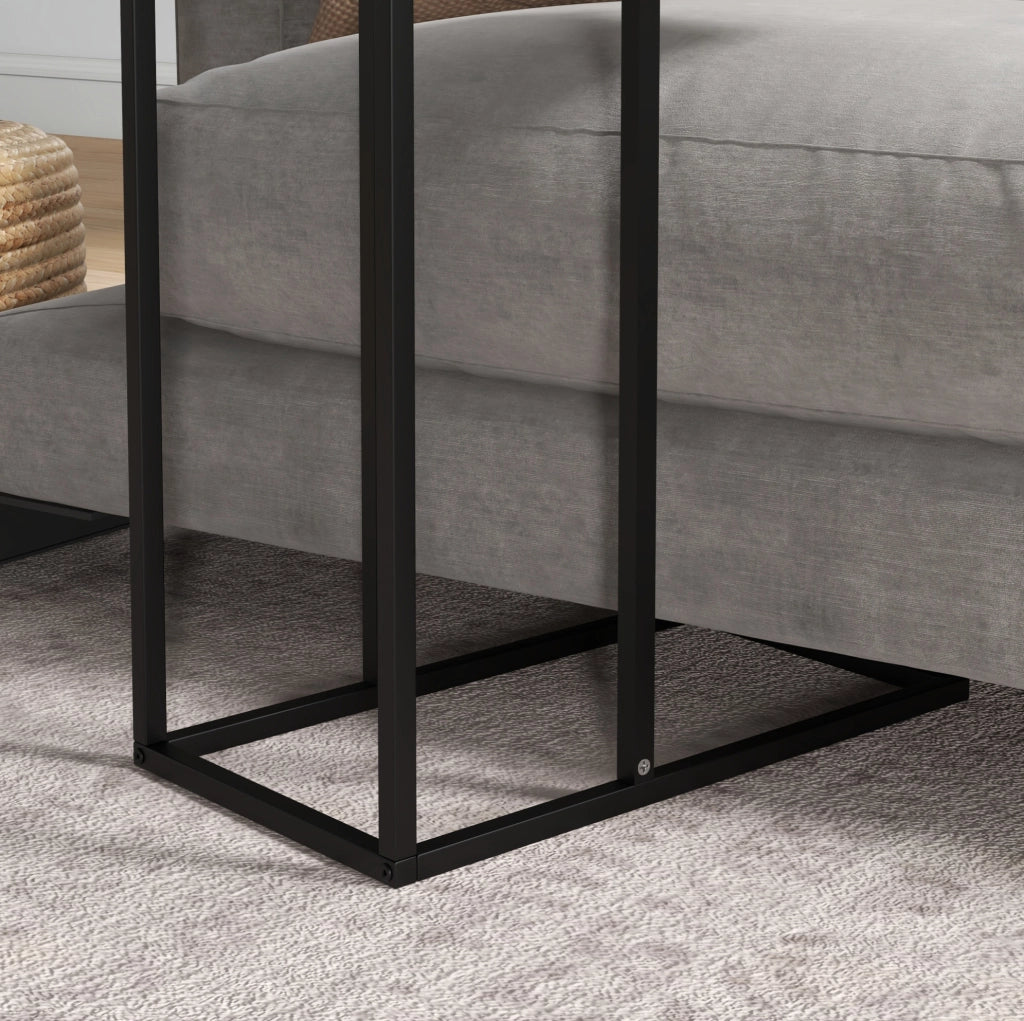 Tavolino laterale a C in acciaio nero 46 x 26 x 60 cm