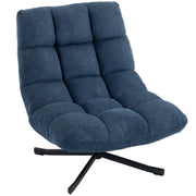 Poltrona girevole d'accento, poltrona lounge moderna senza braccioli con gambe in acciaio, blu scuro