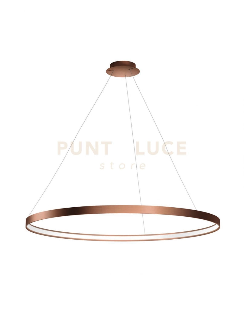 ANELLO LAMPADARIO A SOSPENSIONE RAME OPACO SPAZZOLATO DIAM.109cm 3000K 4258LM 65W DIMMERABILE