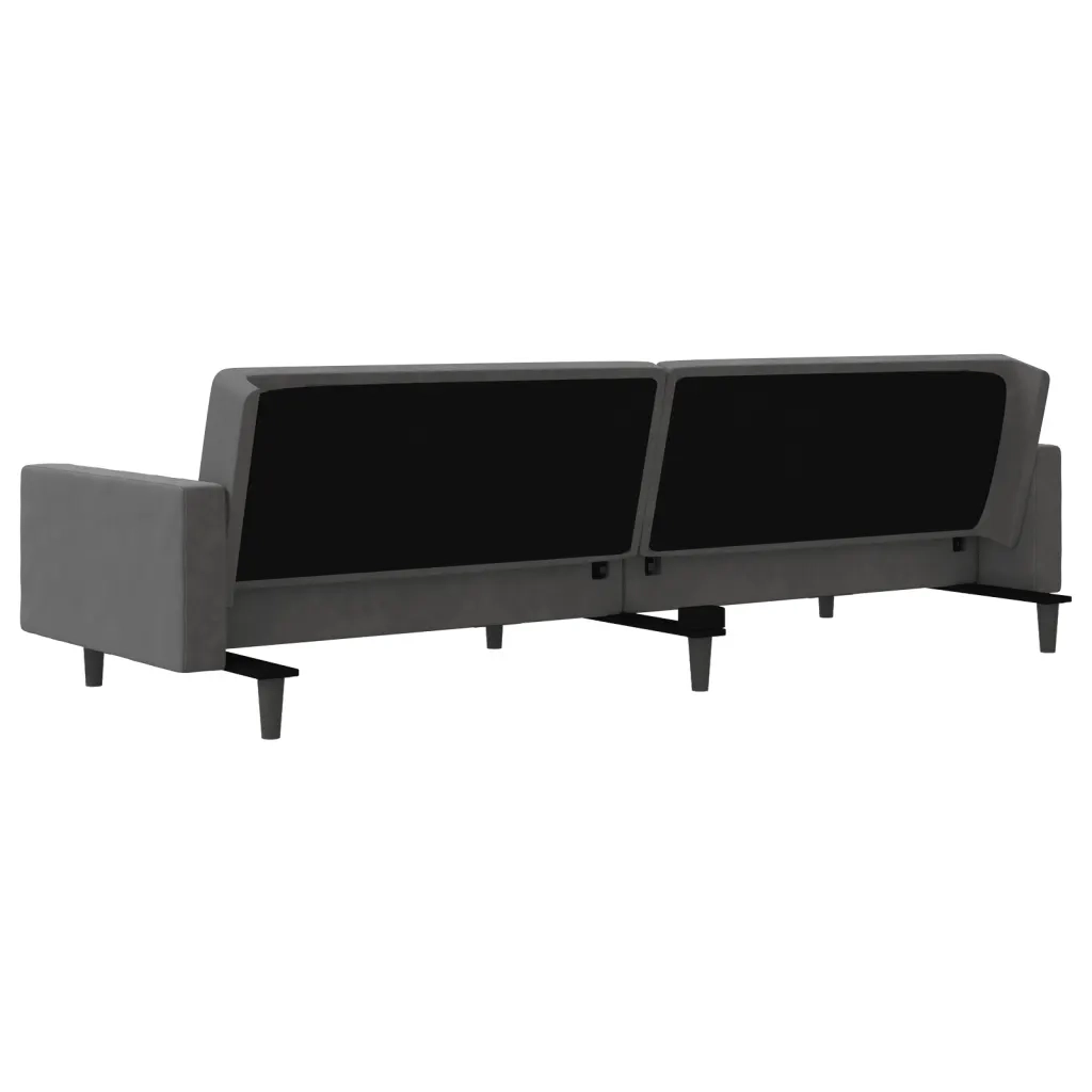 Divano letto | Sof¨¤ letto | Letto singolo a 2 Posti con 2 Cuscini Grigio Scuro in Velluto